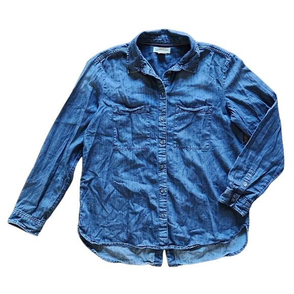 PILCRO AND THE LETTERPRESS ANTHRO Split Hem Denim Shirt S - Picture 3 of 12